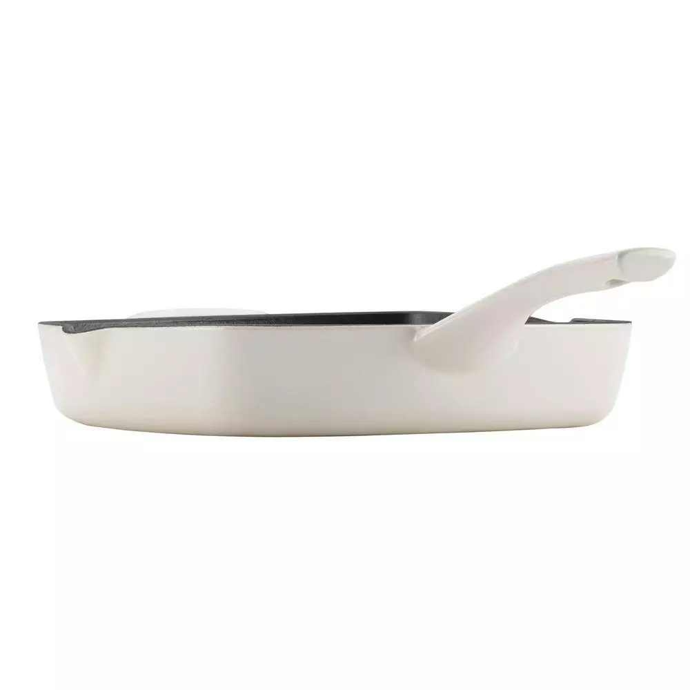 Home Collection 12 in. Cast Iron Grill Pan in French Vanilla with Pour Spout by Ayesha Curry 5 Home Collection 12 in. Cast Iron Grill Pan in French Vanilla with Pour Spout by Ayesha Curry - Image 3