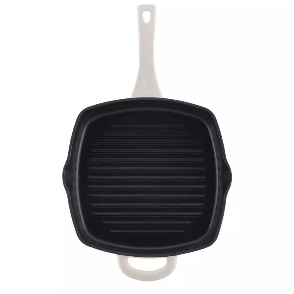 Home Collection 12 in. Cast Iron Grill Pan in French Vanilla with Pour Spout by Ayesha Curry 6 Home Collection 12 in. Cast Iron Grill Pan in French Vanilla with Pour Spout by Ayesha Curry - Image 4
