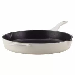 Home Collection 10 in. Cast Iron Skillet in French Vanilla with Pour Spout by Ayesha Curry