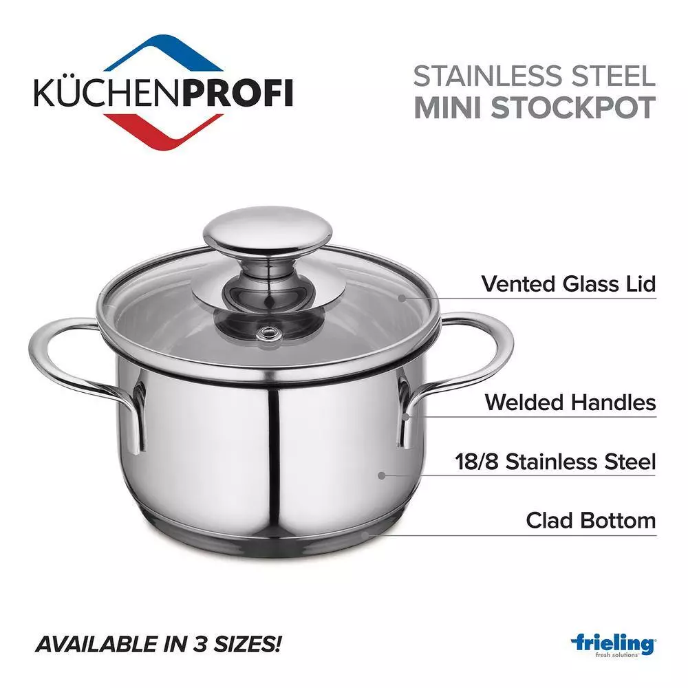 Kuchenprofi 1.6 qt. Stainless Steel Stock Pot with Glass Lid by Frieling 6 Kuchenprofi 1.6 qt. Stainless Steel Stock Pot with Glass Lid by Frieling - Image 4