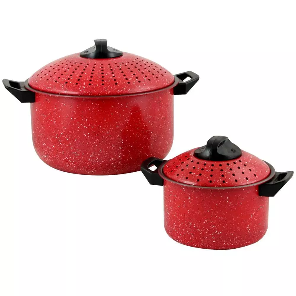 Casselman 4-Piece Steel Nonstick Pasta Pot Set in Red Speckle by Gibson Home 3 Casselman 4-Piece Steel Nonstick Pasta Pot Set in Red Speckle by Gibson Home