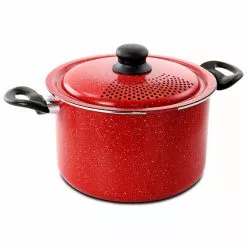 Granita 6 qt. Aluminum Pasta Pot in Red Speckle with Lid by GIBSON HOME