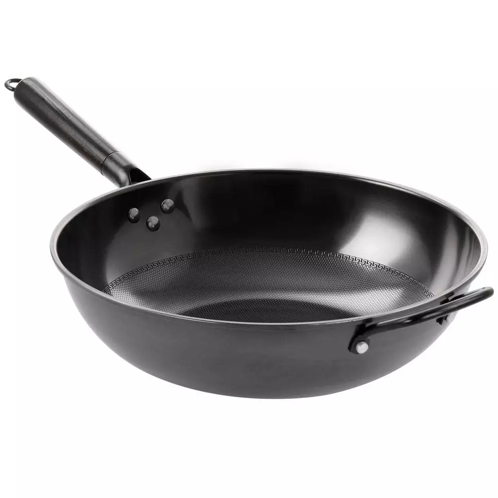 Debossed 13 in. Black Heavy Gauge Carbon Steel Wok by GIBSON HOME 3 Debossed 13 in. Black Heavy Gauge Carbon Steel Wok by GIBSON HOME
