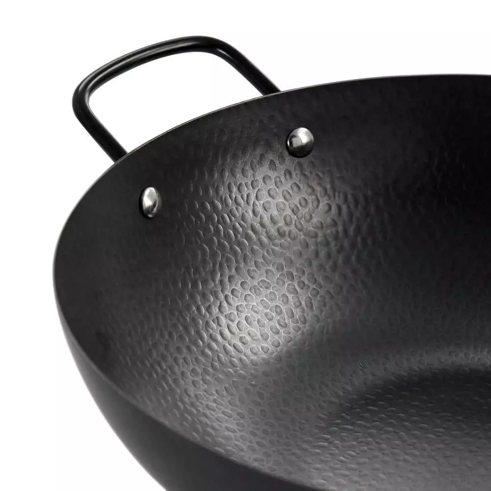 Hammered 13 in. Black Heavy Gauge Carbon Steel Wok by GIBSON HOME 6 Hammered 13 in. Black Heavy Gauge Carbon Steel Wok by GIBSON HOME - Image 4