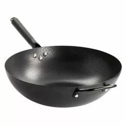 Hammered 13 in. Black Heavy Gauge Carbon Steel Wok by GIBSON HOME