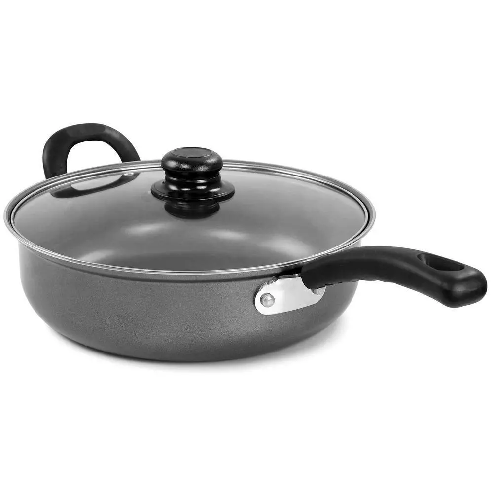 3 qt. Aluminum Highberry Grey Chicken Fryer Saute Pan with Lid by Gibson 4 3 qt. Aluminum Highberry Grey Chicken Fryer Saute Pan with Lid by Gibson - Image 2