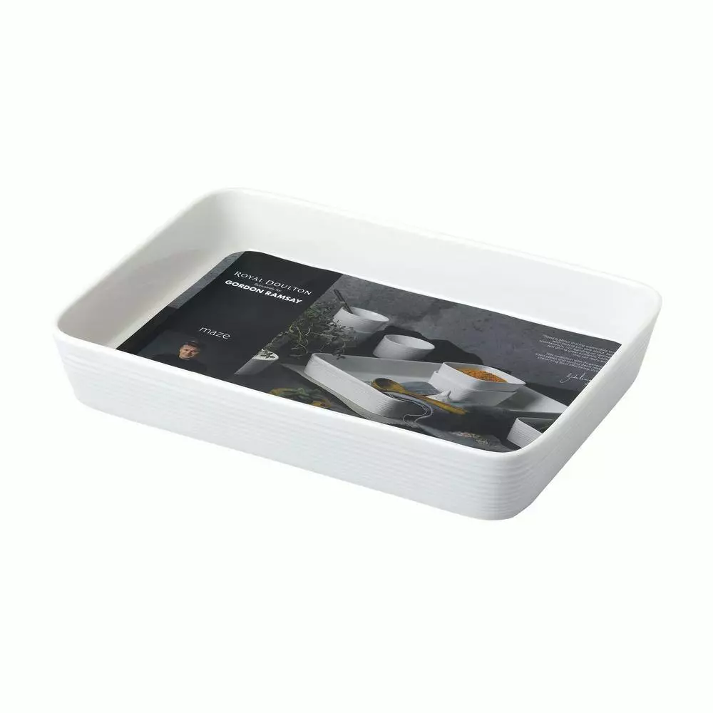 Gordon Ramsay Maze 2.5 qt. Light Grey Stoneware Rectangular Roasting Pan by Royal Doulton Exclusively for Gordon Ramsay 8 Gordon Ramsay Maze 2.5 qt. Light Grey Stoneware Rectangular Roasting Pan by Royal Doulton Exclusively for Gordon Ramsay - Image 6