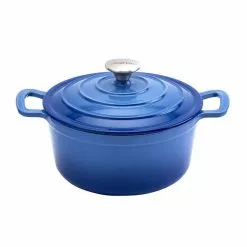 4 qt. Round Cast Iron Dutch Oven in Blue with Lid (1-Pack) by Epicurious -Cookware Sales Shop glossy ombre epicurious dutch ovens epi v1613 ecm c3 1000