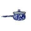 Cobalt Swirl 1.25 qt. Porcelain-Coated Steel Sauce Pan in Sea Glass with Glass Lid by Golden Rabbit -Cookware Sales Shop golden rabbit sauce pans cb19 64 1000