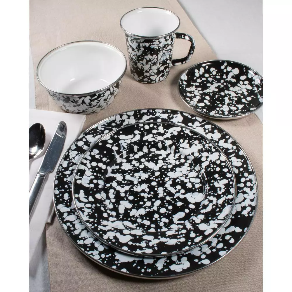 Black Swirl 5 qt. Enamelware Saute Pan with Glass Lid by Golden Rabbit 5 Black Swirl 5 qt. Enamelware Saute Pan with Glass Lid by Golden Rabbit - Image 3