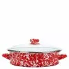 Red Swirl 5 qt. Enamelware Saute Pan with Glass Lid by Golden Rabbit -Cookware Sales Shop golden rabbit saute pans rd80 64 1000