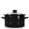 Solid Black 6 qt. Enamelware Stock Pot with Glass Lid by Golden Rabbit -Cookware Sales Shop golden rabbit stock pots bk72 64 1000