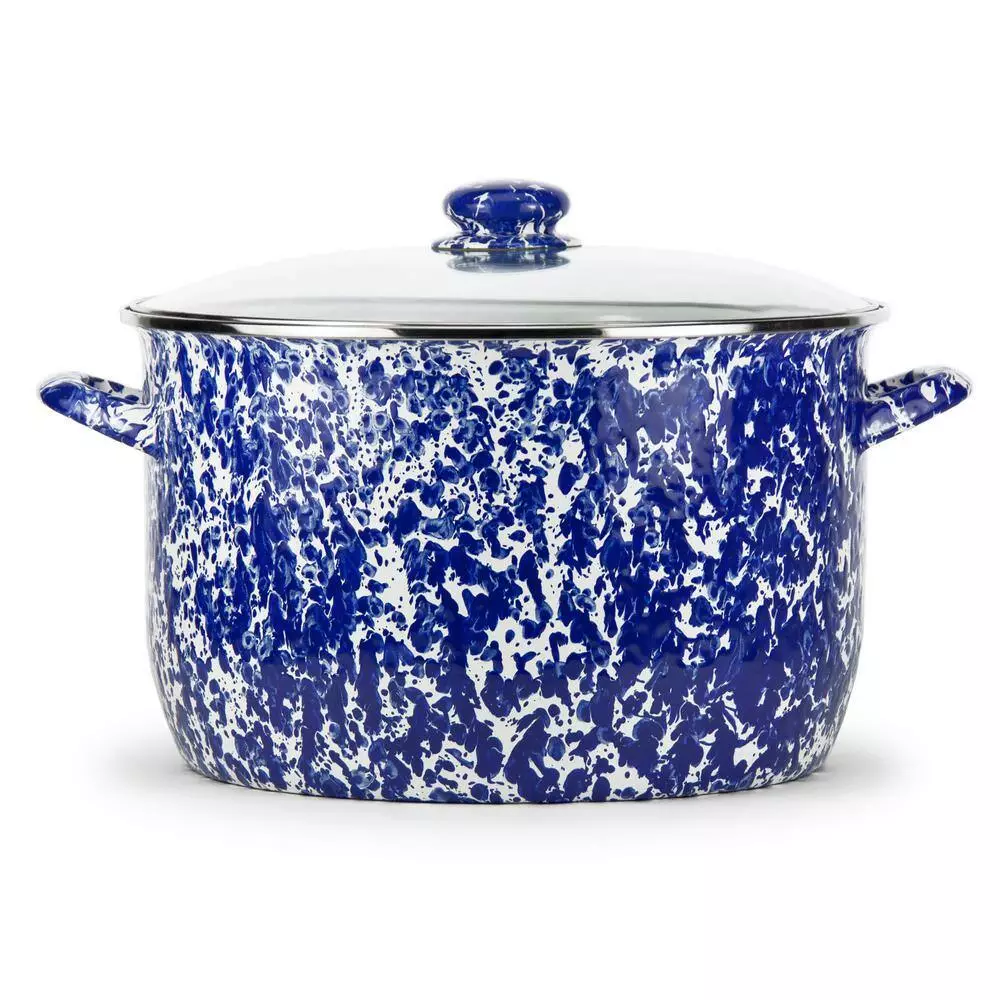 Cobalt Swirl 18 qt. Enamelware Stock Pot with Glass Lid by Golden Rabbit 5 Cobalt Swirl 18 qt. Enamelware Stock Pot with Glass Lid by Golden Rabbit - Image 3