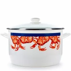Crab House 18 qt. Enamelware Stock Pot with Glass Lid by Golden Rabbit 8 Crab House 18 qt. Enamelware Stock Pot with Glass Lid by Golden Rabbit -Cookware Sales Shop golden rabbit stock pots cr75 4f 1000