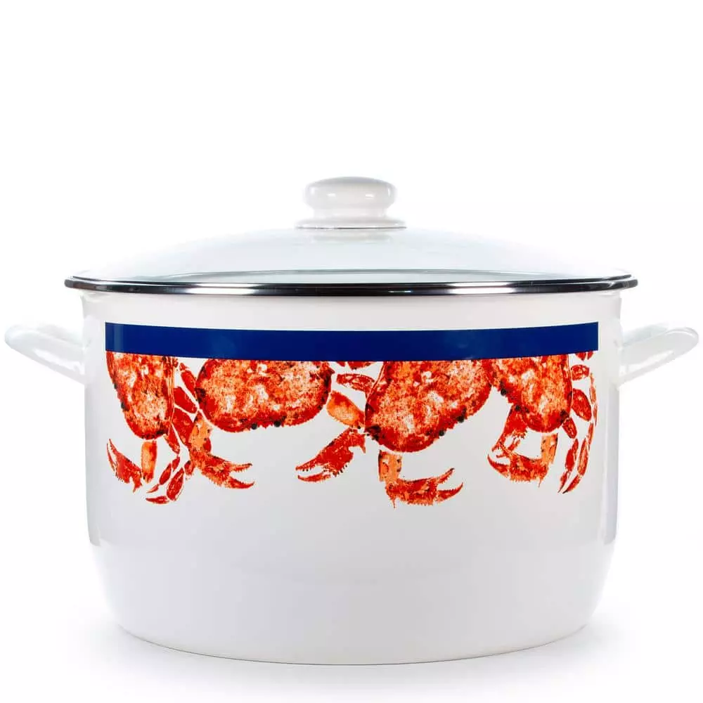 Crab House 18 qt. Enamelware Stock Pot with Glass Lid by Golden Rabbit 5 Crab House 18 qt. Enamelware Stock Pot with Glass Lid by Golden Rabbit - Image 3
