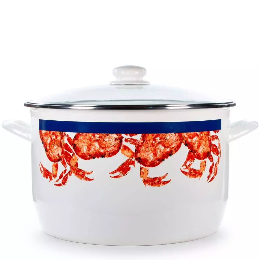 Crab House 18 qt. Enamelware Stock Pot with Glass Lid by Golden Rabbit 3 Crab House 18 qt. Enamelware Stock Pot with Glass Lid by Golden Rabbit