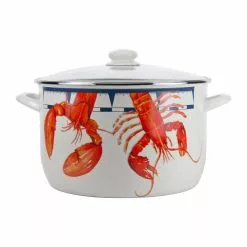 Lobster 18 qt. Enamelware Stock Pot with Glass Lid by Golden Rabbit 8 Lobster 18 qt. Enamelware Stock Pot with Glass Lid by Golden Rabbit -Cookware Sales Shop golden rabbit stock pots ls75 4f 1000