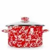 Red Swirl 6 qt. Enamelware Stock Pot with Glass Lid by Golden Rabbit -Cookware Sales Shop golden rabbit stock pots rd72 64 1000