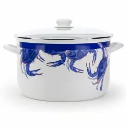 Blue Crab 18 qt. Porcelain-Coated Steel Stock Pot in Blue with Glass Lid by Golden Rabbit 9 Blue Crab 18 qt. Porcelain-Coated Steel Stock Pot in Blue with Glass Lid by Golden Rabbit -Cookware Sales Shop golden rabbit stock pots se75 4f 1000