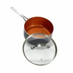 3 qt. Aluminum Ti-Ceramic Nonstick Sauce Pan with Glass Lid by Gotham Steel