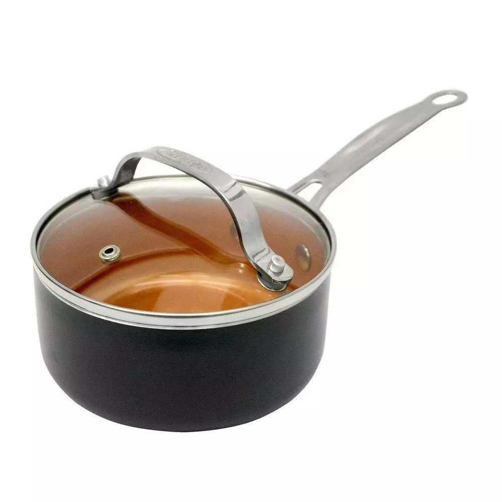 3 qt. Aluminum Ti-Ceramic Nonstick Sauce Pan with Glass Lid by Gotham Steel 4 3 qt. Aluminum Ti-Ceramic Nonstick Sauce Pan with Glass Lid by Gotham Steel - Image 2
