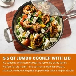 5.5 qt. Aluminum Cast Textured Coating Non-Stick Deep Saute Pan with Glass Lid and Helper Handle by Gotham Steel 13 5.5 qt. Aluminum Cast Textured Coating Non-Stick Deep Saute Pan with Glass Lid and Helper Handle by Gotham Steel -Cookware Sales Shop gotham steel saute pans 7101 44 1000