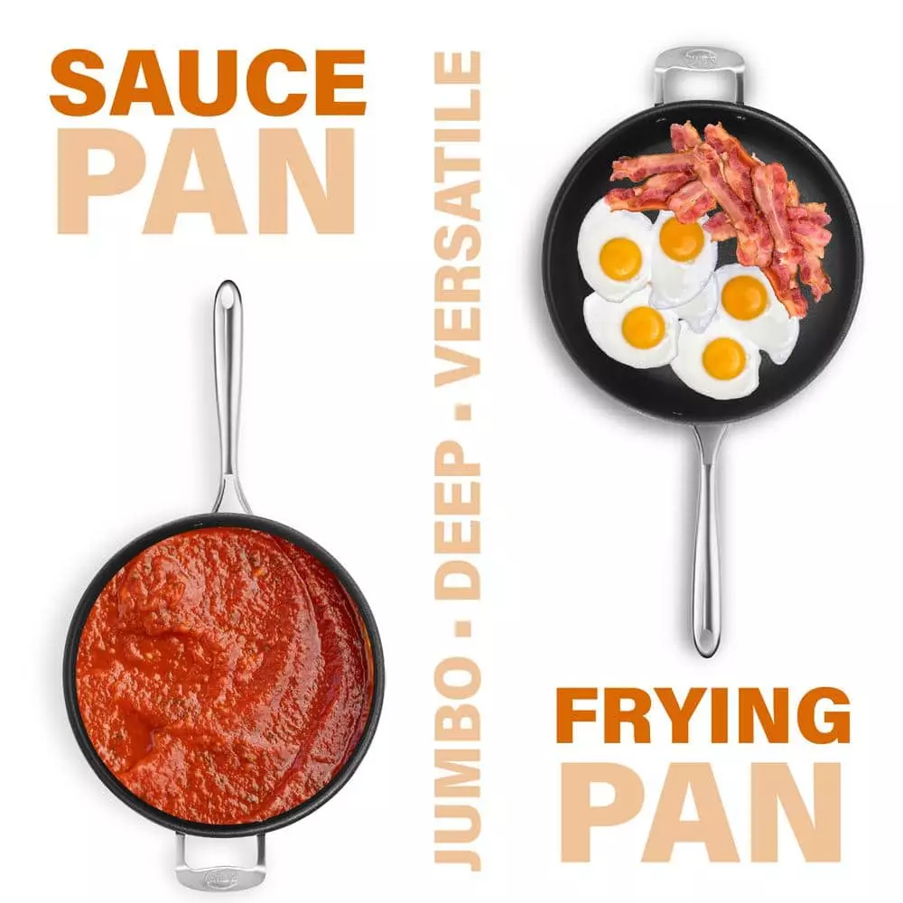 5.5 qt. Aluminum Cast Textured Coating Non-Stick Deep Saute Pan with Glass Lid and Helper Handle by Gotham Steel 5 5.5 qt. Aluminum Cast Textured Coating Non-Stick Deep Saute Pan with Glass Lid and Helper Handle by Gotham Steel - Image 3