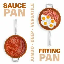 Professional 5.5 qt. Aluminum Ti-Ceramic Non-Stick Deep Saute Pan with Glass Lid and Helper Handle by Gotham Steel -Cookware Sales Shop gotham steel saute pans 7342 4f 1000