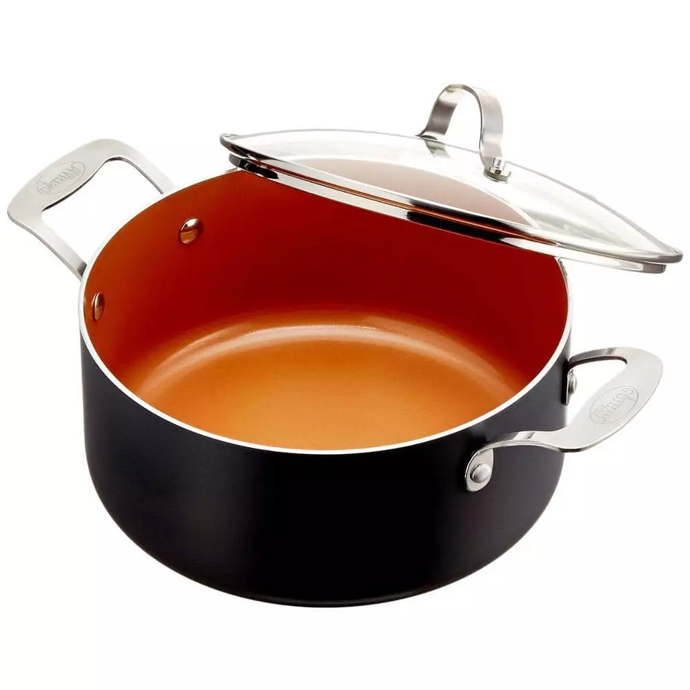 5 Qt. Aluminum Non-Stick Ti-Ceramic Stock Pot with Glass Lid by Gotham Steel 3 5 Qt. Aluminum Non-Stick Ti-Ceramic Stock Pot with Glass Lid by Gotham Steel