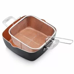6 qt. Aluminum Ti-Ceramic Nonstick Deep Square All-in-One Casserole Pan Set by Gotham Steel -Cookware Sales Shop gotham steel stock pots 1492 c3 1000
