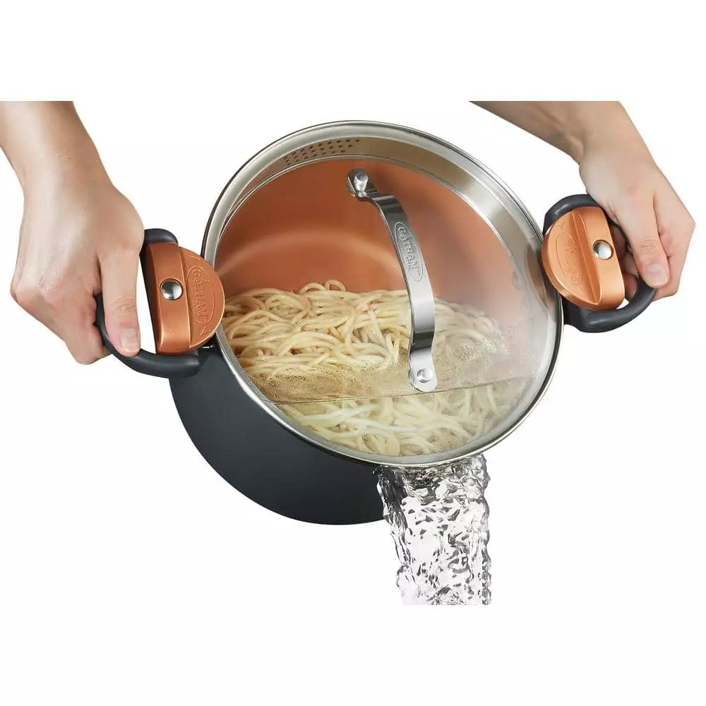 5 Qt. Non-Stick Ti-Ceramic Pasta Pot with Built-In Strainer and Twist N' Lock Handles by Gotham Steel 3 5 Qt. Non-Stick Ti-Ceramic Pasta Pot with Built-In Strainer and Twist N' Lock Handles by Gotham Steel