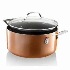 5 Qt. Aluminum Cast Textured Coating Non-Stick Stock Pot with Glass Lid by Gotham Steel
