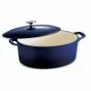 Gourmet 7 qt. Oval Enameled Cast Iron Dutch Oven in Gradated Cobalt with Lid by Tramontina -Cookware Sales Shop gradated cobalt tramontina dutch ovens 80131 078ds 64 1000