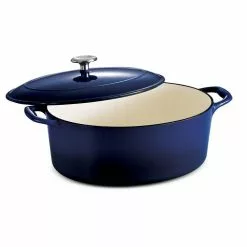Gourmet 7 qt. Oval Enameled Cast Iron Dutch Oven in Gradated Cobalt with Lid by Tramontina