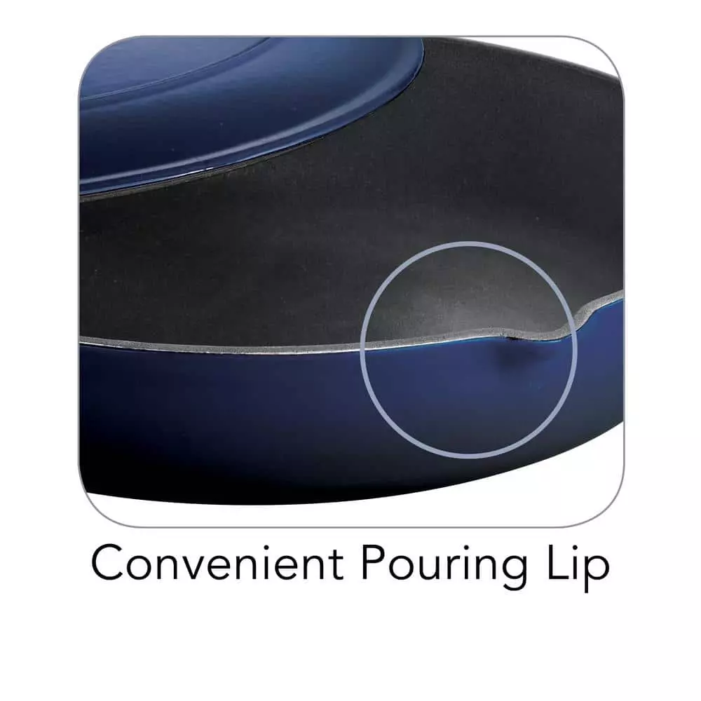 Gourmet 12 in. Enameled Cast Iron Skillet in Gradated Cobalt with Lid by Tramontina 10 Gourmet 12 in. Enameled Cast Iron Skillet in Gradated Cobalt with Lid by Tramontina - Image 8