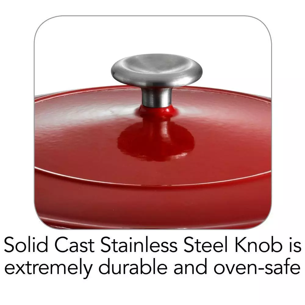 Gourmet 6.5 qt. Round Enameled Cast Iron Dutch Oven in Gradated Red with Lid by Tramontina 8 Gourmet 6.5 qt. Round Enameled Cast Iron Dutch Oven in Gradated Red with Lid by Tramontina - Image 6