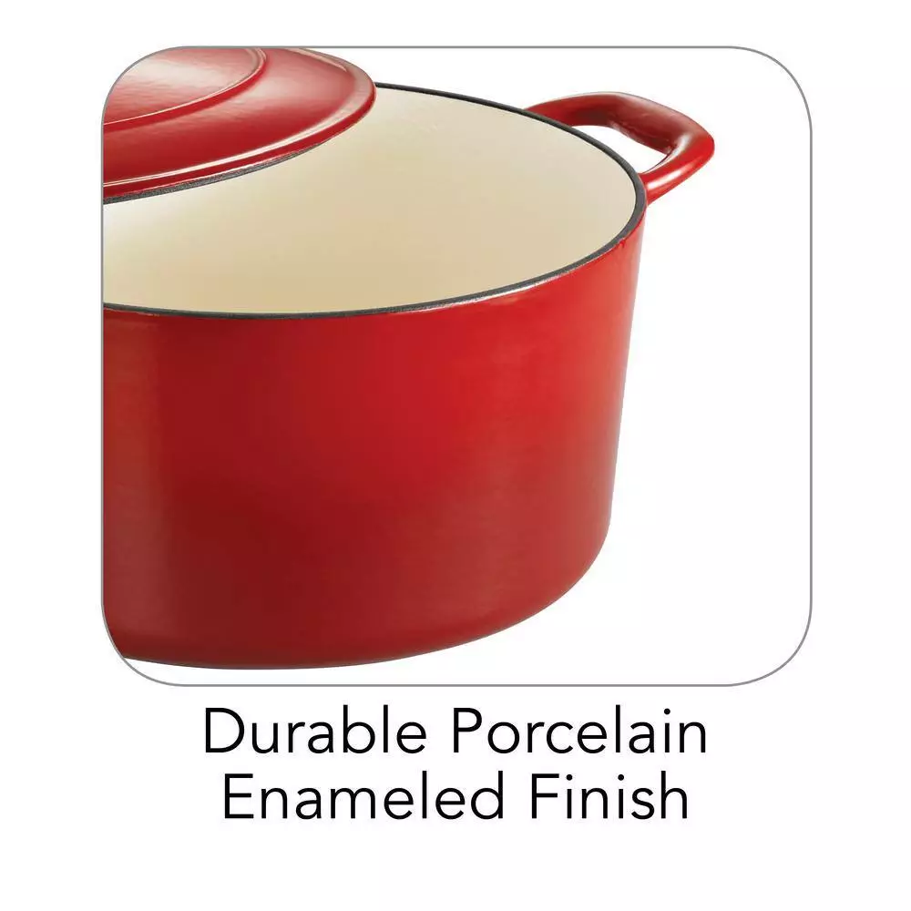 Gourmet 6.5 qt. Round Enameled Cast Iron Dutch Oven in Gradated Red with Lid by Tramontina 7 Gourmet 6.5 qt. Round Enameled Cast Iron Dutch Oven in Gradated Red with Lid by Tramontina - Image 5