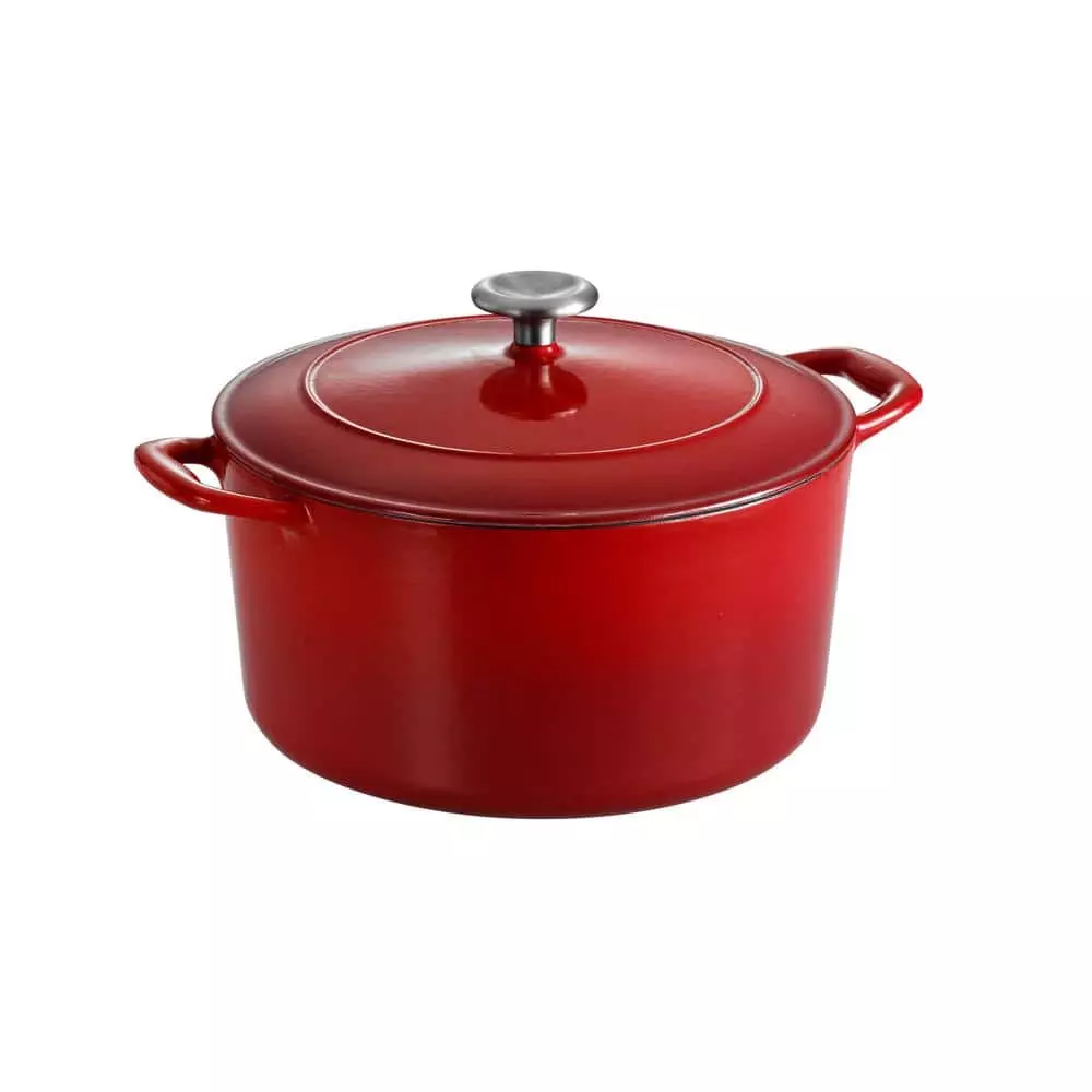 Gourmet 6.5 qt. Round Enameled Cast Iron Dutch Oven in Gradated Red with Lid by Tramontina 5 Gourmet 6.5 qt. Round Enameled Cast Iron Dutch Oven in Gradated Red with Lid by Tramontina - Image 3
