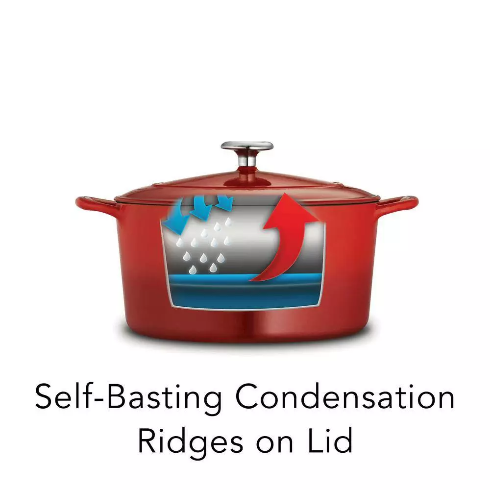 Gourmet 6.5 qt. Round Enameled Cast Iron Dutch Oven in Gradated Red with Lid by Tramontina 9 Gourmet 6.5 qt. Round Enameled Cast Iron Dutch Oven in Gradated Red with Lid by Tramontina - Image 7