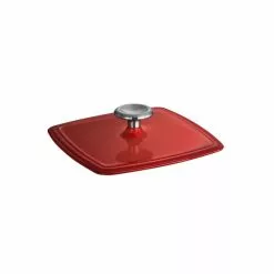 Gourmet 11.5 in. Enameled Cast Iron Grill Pan in Gradated Red with Bacon Press by Tramontina -Cookware Sales Shop gradated red tramontina grill pans 80131 059ds 1f 1000