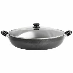 Professional Results 16 in. Aluminum Nonstick Stovetop Deep Frying Pan in Granite with Lid by Better Chef