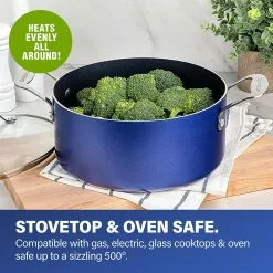Classic Blue 5 qt. Aluminum Ultra-Durable Nonstick Diamond Infused Coating Stock Pot with Glass Lid by Granite Stone Diamond -Cookware Sales Shop granite stone diamond stock pots 7502 4f 1000
