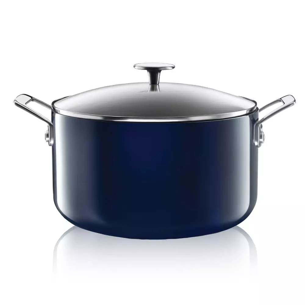 5 qt. Round Navy Aluminum Nonstick Ultra-Durable Mineral and Diamond Coating Gradient Brasier Stock Pot with Lid by GRANITESTONE 3 5 qt. Round Navy Aluminum Nonstick Ultra-Durable Mineral and Diamond Coating Gradient Brasier Stock Pot with Lid by GRANITESTONE