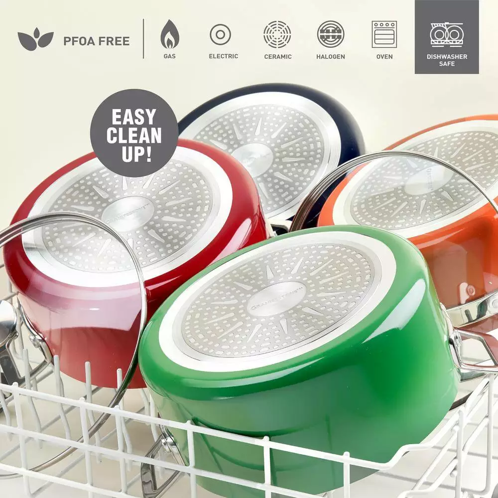 5 qt. Round Navy Aluminum Nonstick Ultra-Durable Mineral and Diamond Coating Gradient Brasier Stock Pot with Lid by GRANITESTONE 8 5 qt. Round Navy Aluminum Nonstick Ultra-Durable Mineral and Diamond Coating Gradient Brasier Stock Pot with Lid by GRANITESTONE - Image 6