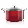 5 qt. Round Red Aluminum Nonstick Ultra-Durable Mineral and Diamond Coating Gradient Brasier Stock Pot with Lid by GRANITESTONE