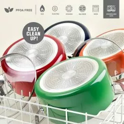 5 qt. Round Red Aluminum Nonstick Ultra-Durable Mineral and Diamond Coating Gradient Brasier Stock Pot with Lid by GRANITESTONE -Cookware Sales Shop granitestone braisers 7507 fa 1000