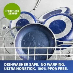 Classic Blue 2.5 qt. Aluminum Ultra-Durable Non-Stick Diamond Infused Saucepan with Glass Lid by GRANITESTONE 11 Classic Blue 2.5 qt. Aluminum Ultra-Durable Non-Stick Diamond Infused Saucepan with Glass Lid by GRANITESTONE -Cookware Sales Shop granitestone sauce pans 7035 1f 1000