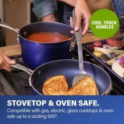 Classic Blue 2.5 qt. Aluminum Ultra-Durable Non-Stick Diamond Infused Saucepan with Glass Lid by GRANITESTONE 10 Classic Blue 2.5 qt. Aluminum Ultra-Durable Non-Stick Diamond Infused Saucepan with Glass Lid by GRANITESTONE -Cookware Sales Shop granitestone sauce pans 7035 4f 1000