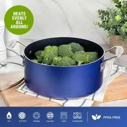 Classic Blue 2.5 qt. Aluminum Ultra-Durable Non-Stick Diamond Infused Saucepan with Glass Lid by GRANITESTONE 13 Classic Blue 2.5 qt. Aluminum Ultra-Durable Non-Stick Diamond Infused Saucepan with Glass Lid by GRANITESTONE -Cookware Sales Shop granitestone sauce pans 7035 fa 1000
