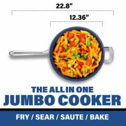 Classic Blue 5.5 qt. Aluminum Ultra-Durable Non-Stick Diamond Infused Deep Saute Pan with Glass Lid and Helper Handle by GRANITESTONE 12 Classic Blue 5.5 qt. Aluminum Ultra-Durable Non-Stick Diamond Infused Deep Saute Pan with Glass Lid and Helper Handle by GRANITESTONE -Cookware Sales Shop granitestone saute pans 7320 1f 1000